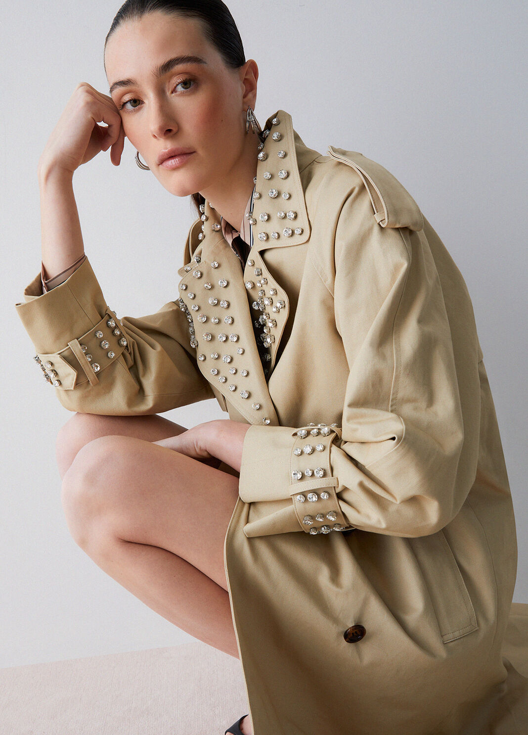 Trenchcoat mit Schmuckstickereien Cappuccino Liu Jo - large image number 3