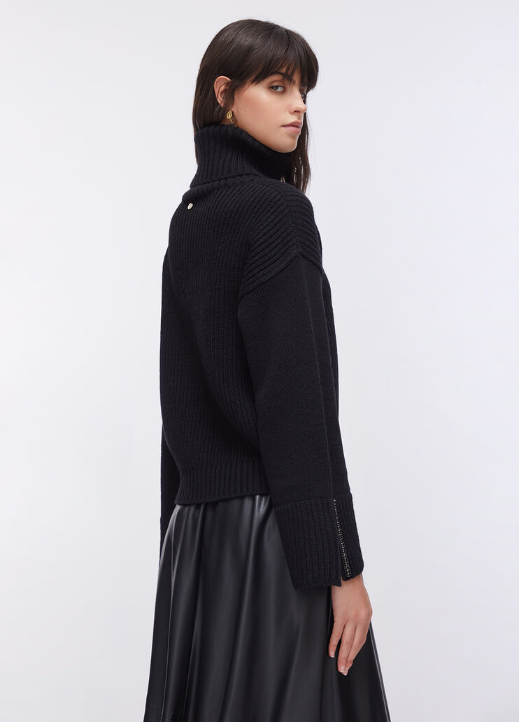 Wool polo-neck with gemstones black Liu Jo - large image number 1