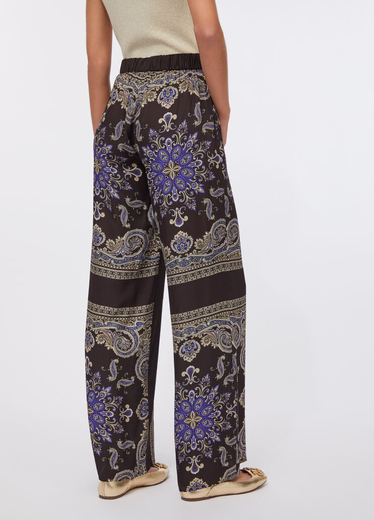 Printed satin trousers brown with print Liu Jo - large image number 1