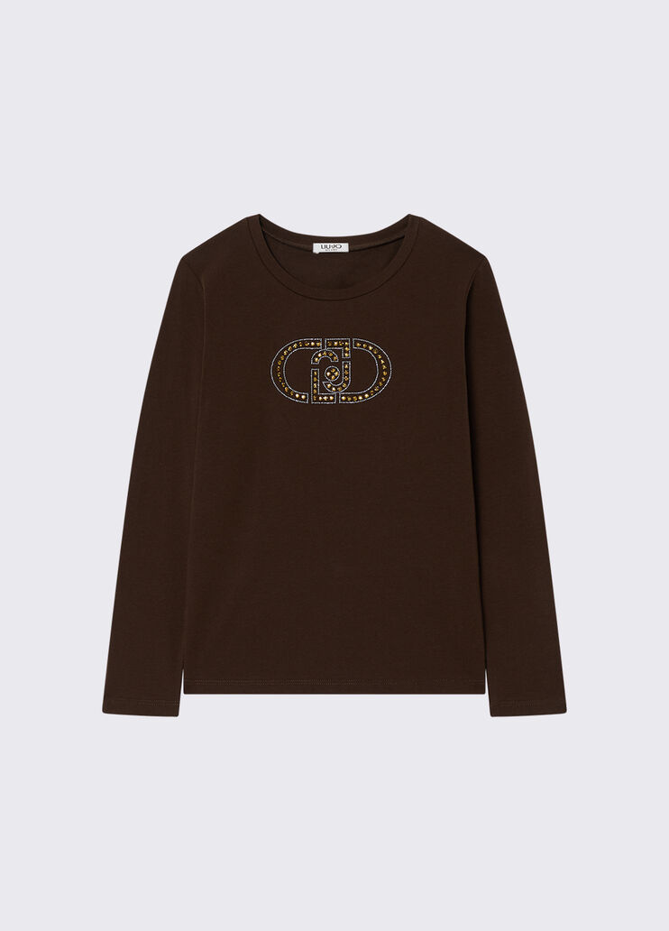 T-shirt avec logo monogramme chocolat Liu Jo - medium