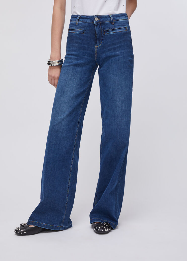 Jean évasé à taille haute denim bleu foncé Liu Jo - large image number 0
