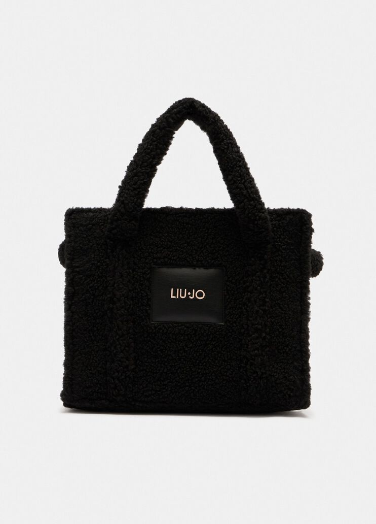 Bolso tote mediano de peluche negro Liu Jo - medium Bolso tote mediano de peluche negro Liu Jo - medium