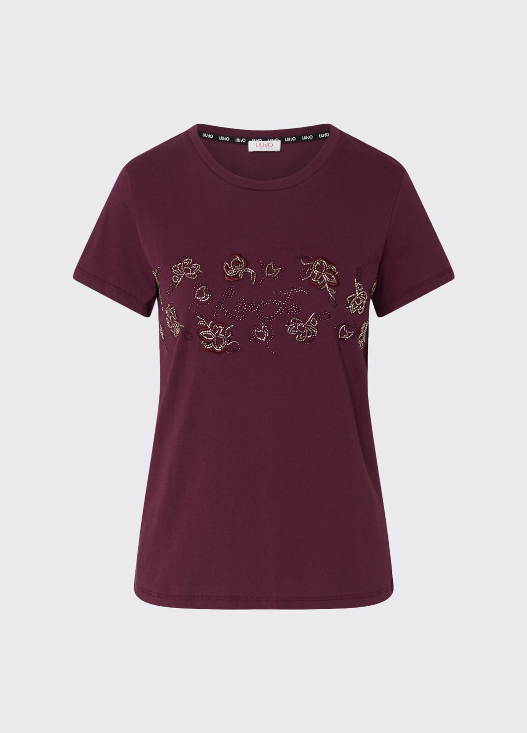 T-shirt avec strass aubergine et ramage Liu Jo - large image number 6