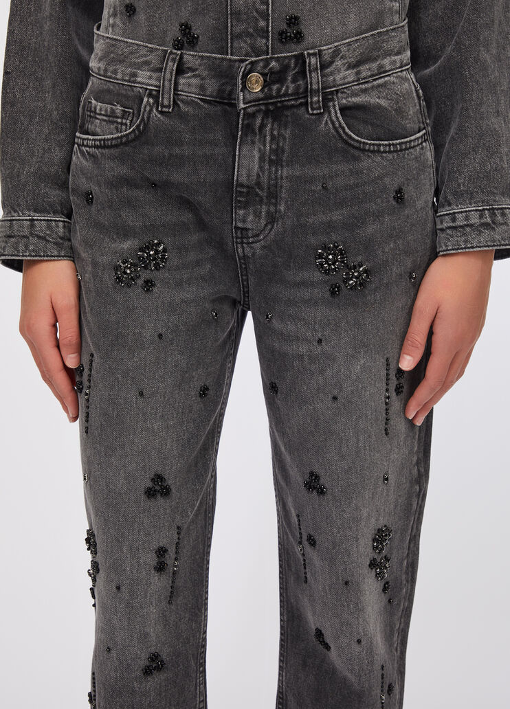 Straight-leg jeans with rhinestones black denim Liu Jo - large image number 4