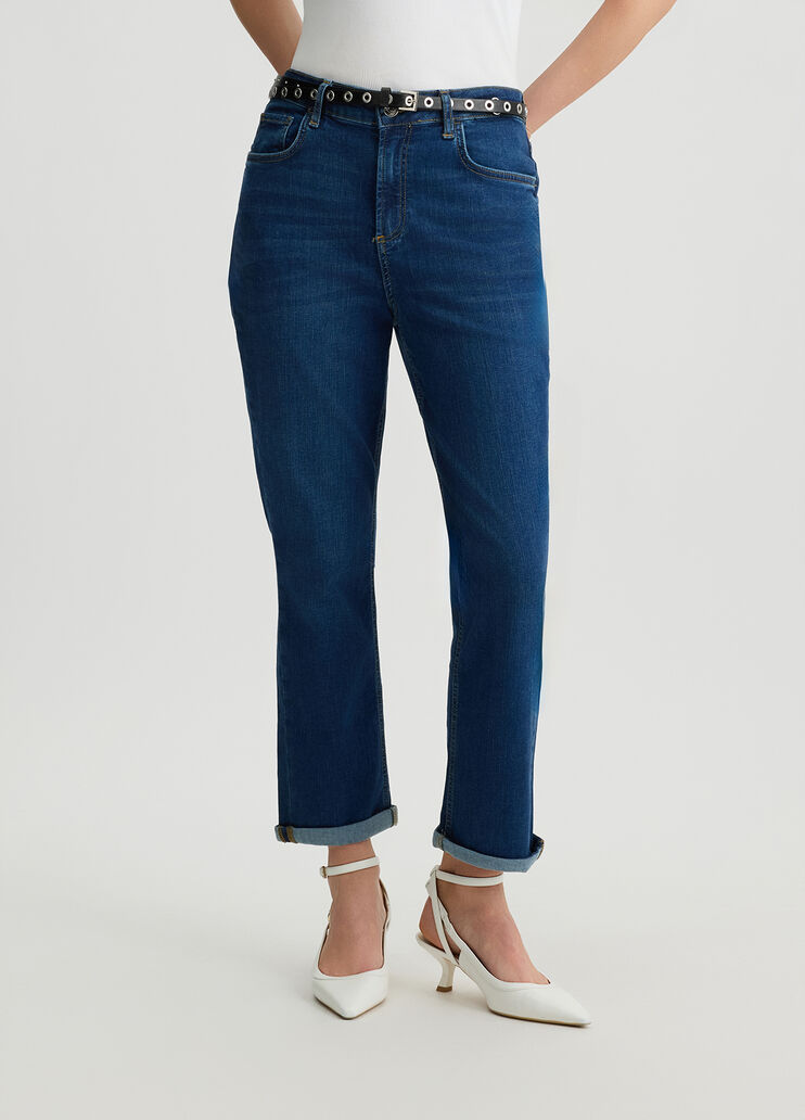 Cropped straight-leg jeans with belt dark denim Liu Jo - medium Cropped straight-leg jeans with belt dark denim Liu Jo - medium