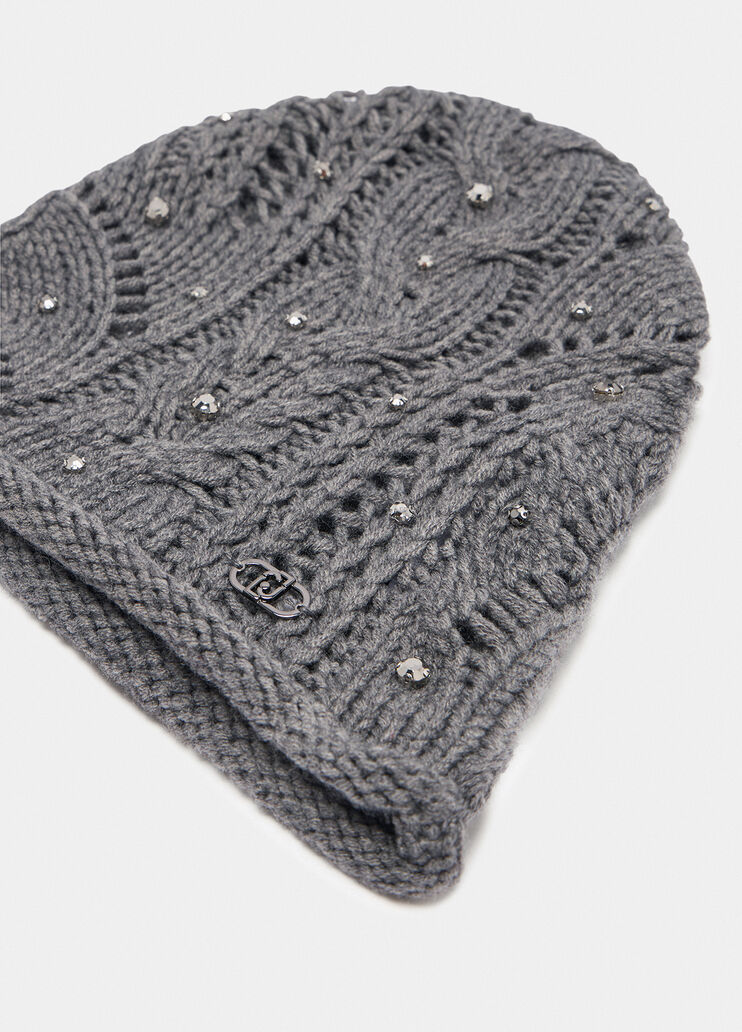 Wool-blend hat with rhinestones grey Liu Jo - large image number 3