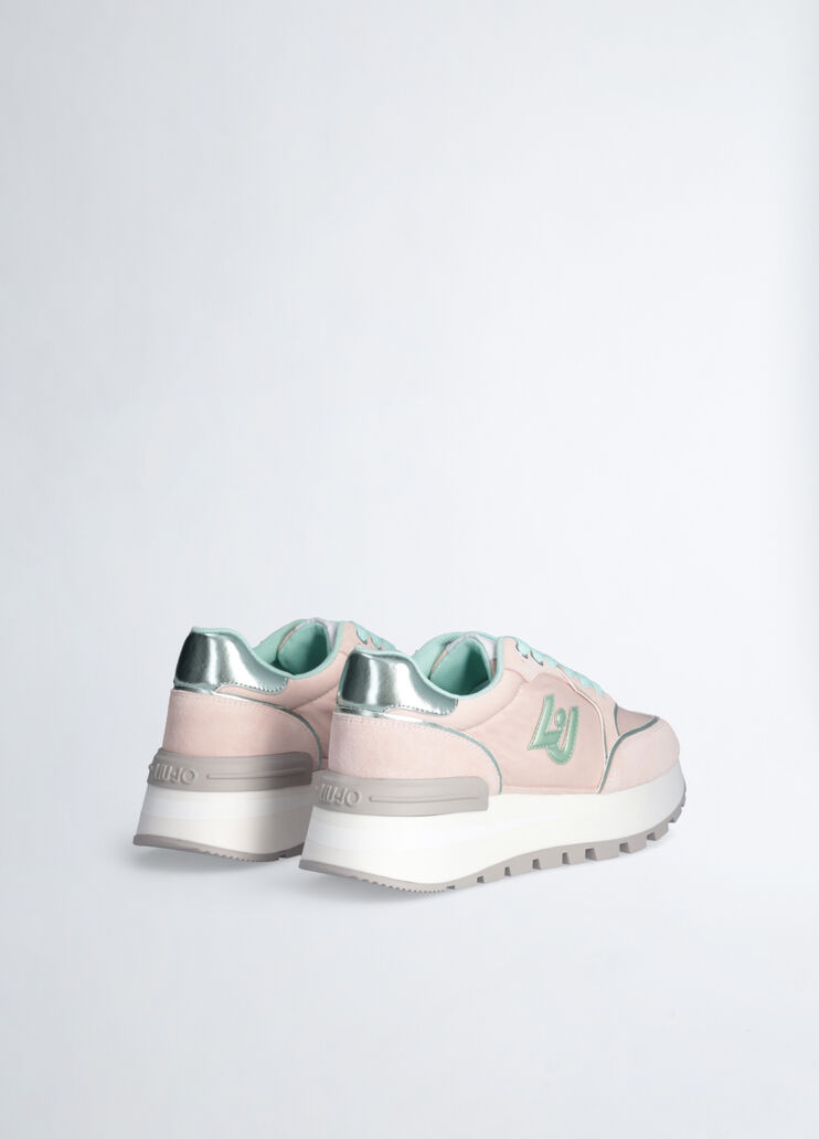 Platform sneakers in suede and nylon Pink/Light Blue Liu Jo - large image number 3 Platform sneakers in suede and nylon Pink/Light Blue Liu Jo - large image number 3