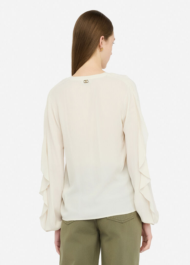 Blouse en crêpe de Chine blanc Liu Jo - large image number 1 Blouse en crêpe de Chine blanc Liu Jo - large image number 1