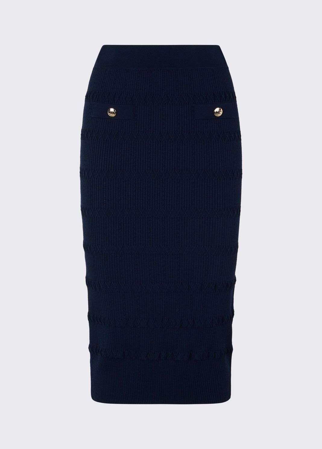 Jupe midi en maille bleu fonc&eacute; Liu Jo - large image number 6