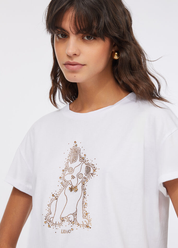 Camiseta con strass blanco Liu Jo - large image number 4