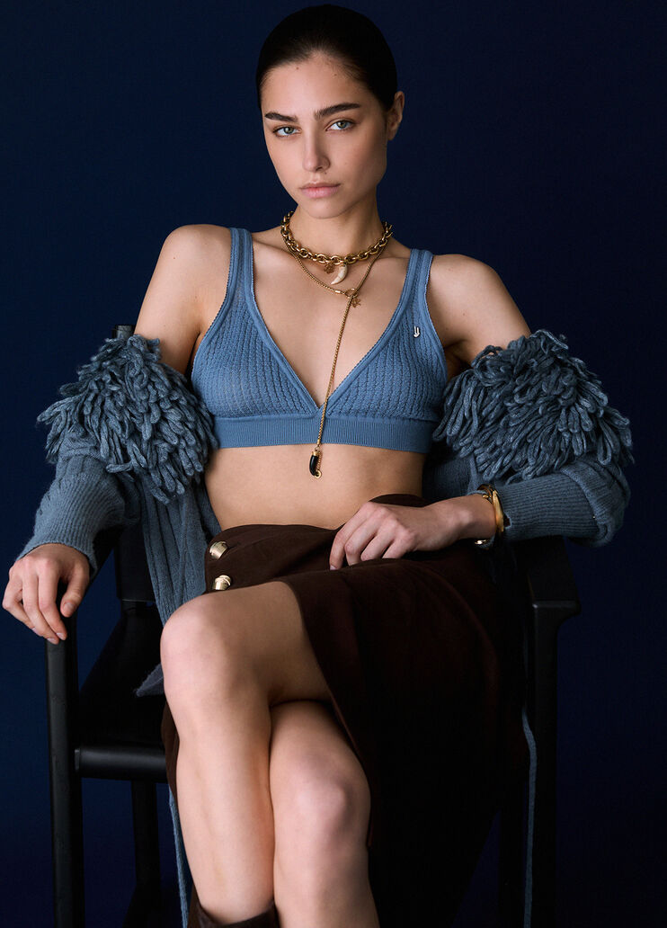Pure Wool Knit Top light blue Liu Jo - medium