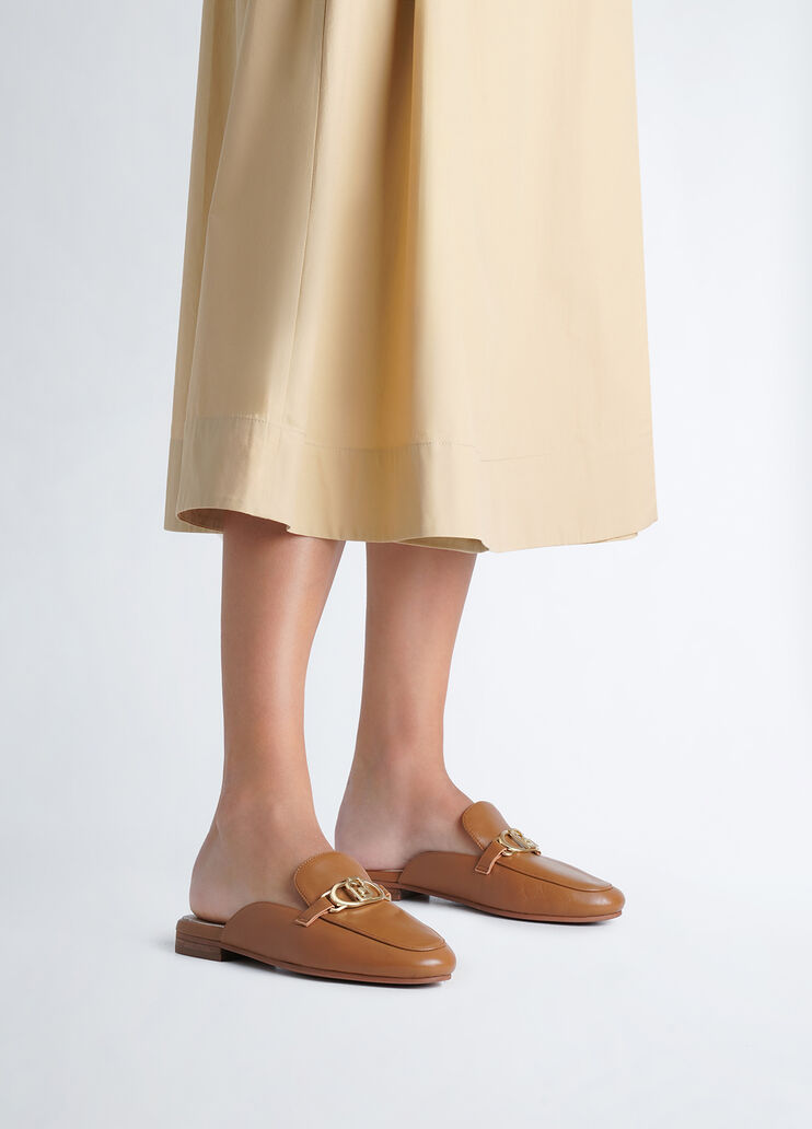 Leather slippers with logo brown Liu Jo - medium Leather slippers with logo brown Liu Jo - medium