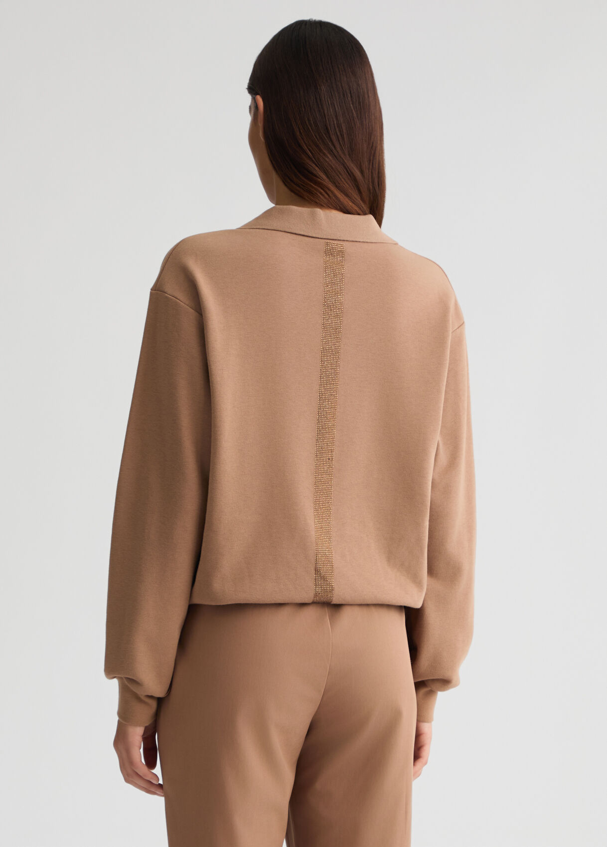 Sweatshirt with rhinestones colour beige | Liu Jo