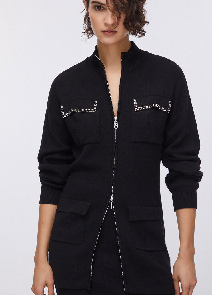 Cardigan mit Reißverschluss und Gürtel schwarz Liu Jo - medium