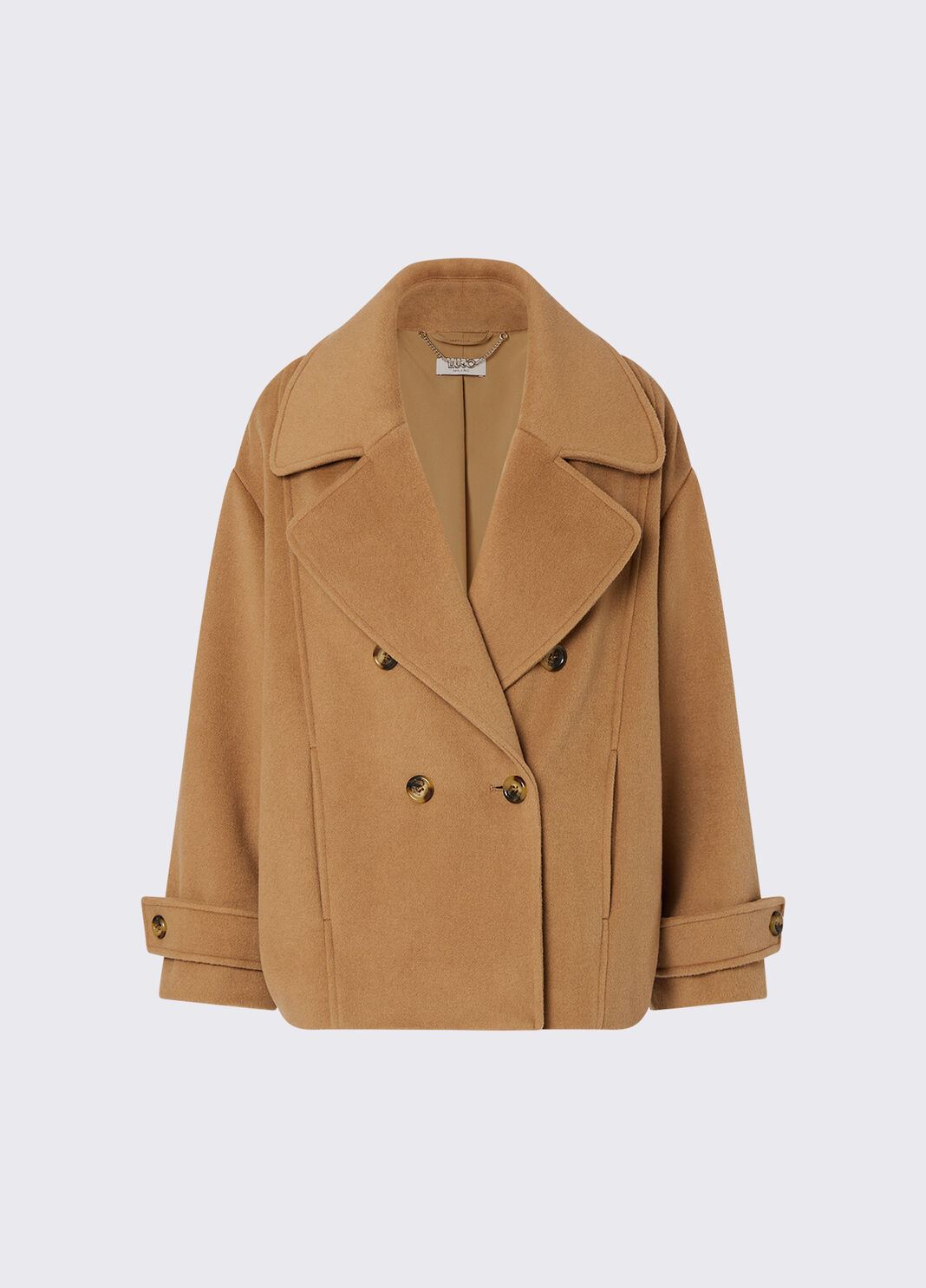 Short double-breasted wool coat beige Liu Jo - large image number 6