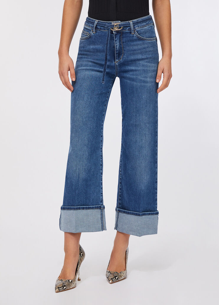 Cropped jeans with turn-ups blue denim Liu Jo - medium