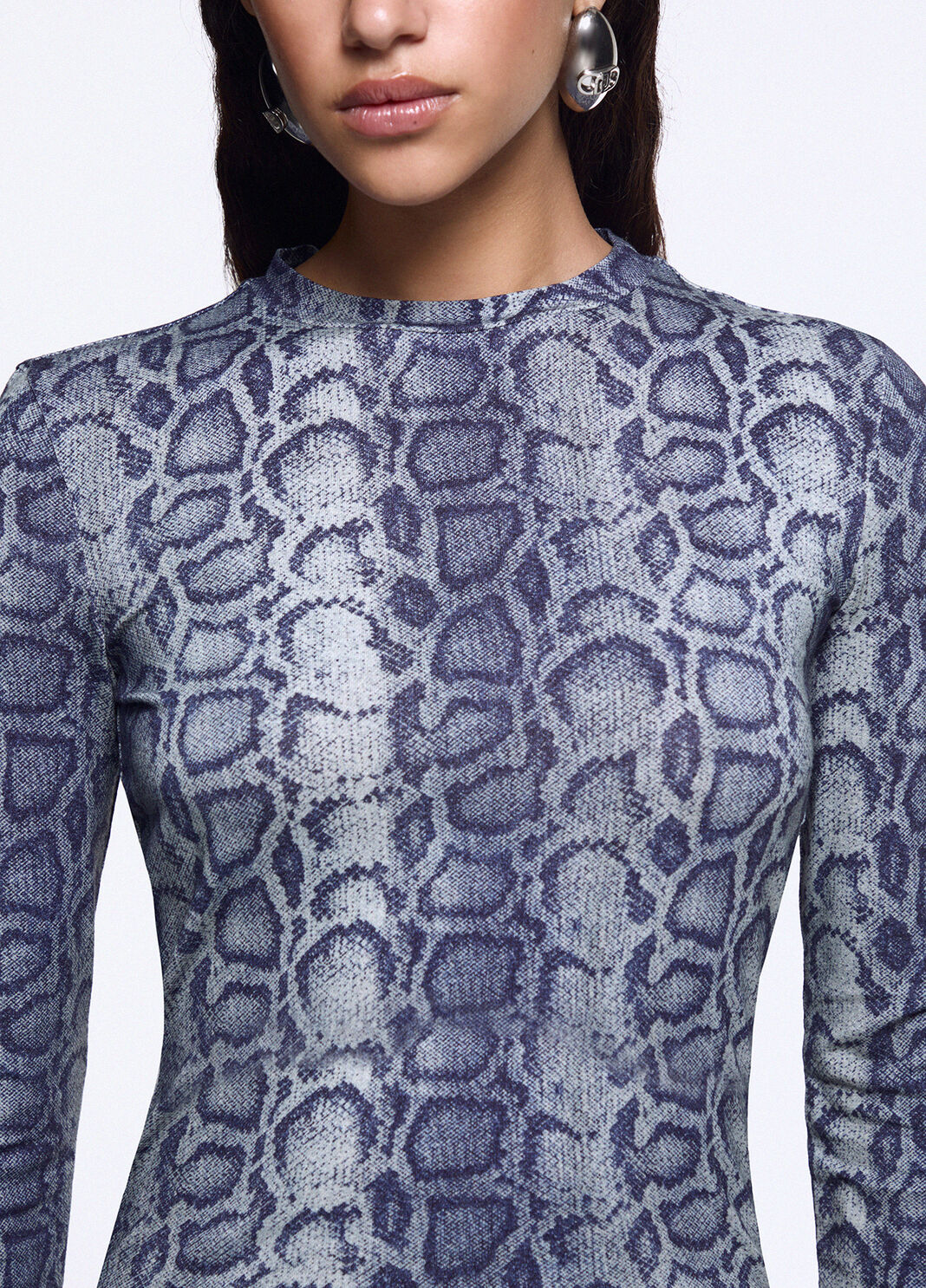 Denim Effect Crop Top blue snakeskin Liu Jo - large image number 3