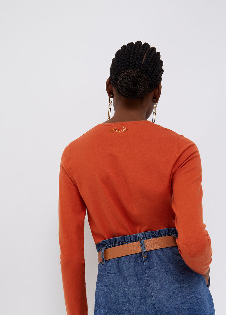 Eco-friendly cardigan with jewel buttons orange Liu Jo - large image number 1
