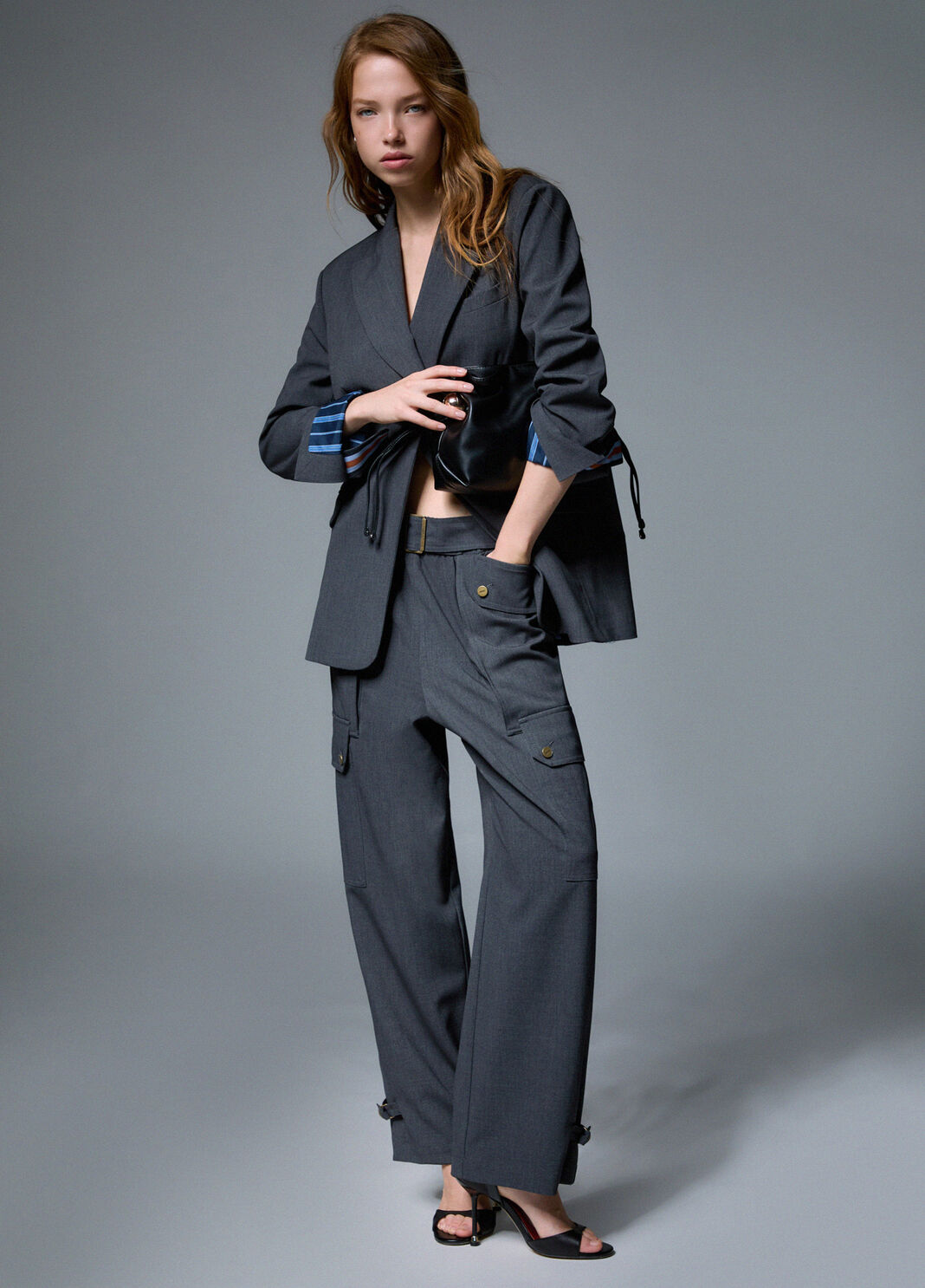 Pantalon cargo en flanelle vert fonc&eacute; Liu Jo - large image number 3