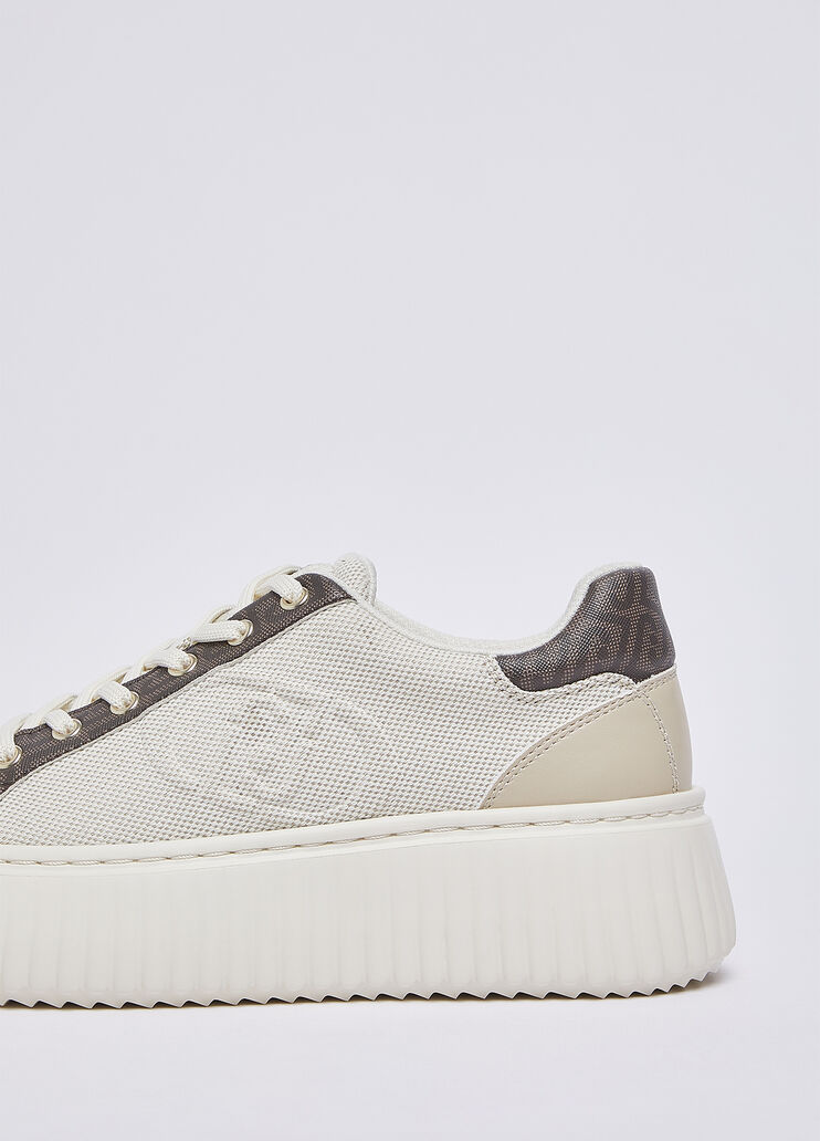 Canvas sneakers with maxi-logo white and brown Liu Jo - medium