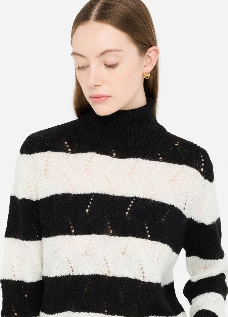 Striped wool and alpaca polo-neck black Liu Jo - medium Striped wool and alpaca polo-neck black Liu Jo - medium