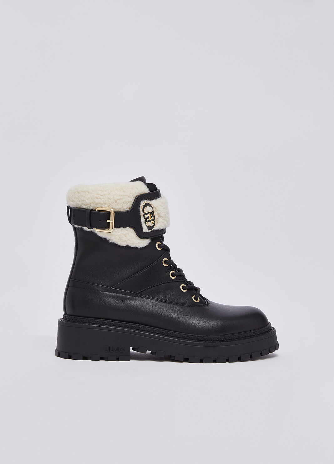 Schn&uuml;rboots aus Leder und teddy Schwarz Liu Jo - large image number 0