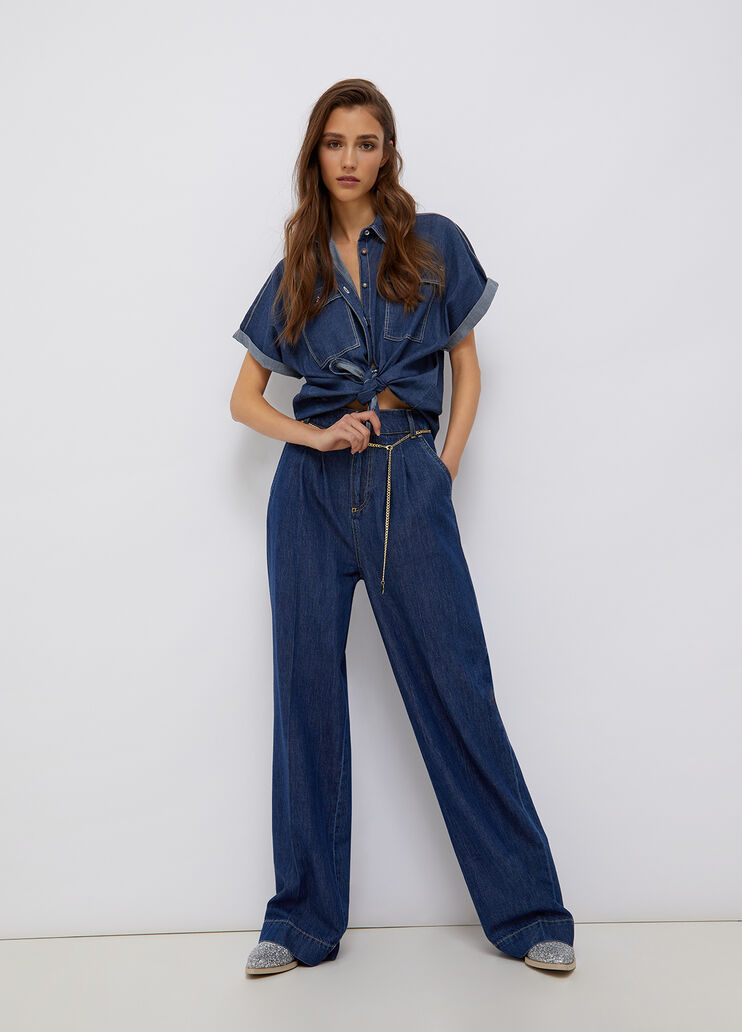 Джинсовая рубашка свободного силуэта синий деним Liu Jo - large image number 3