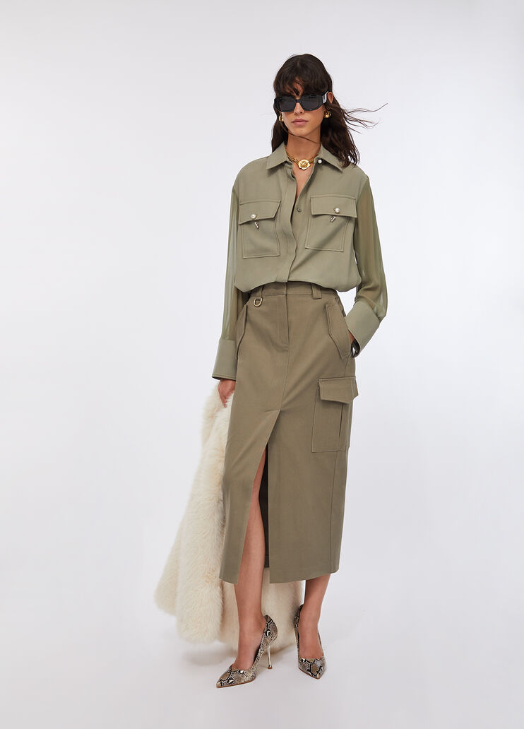 Giacca overshirt in gabardina asparago Liu Jo - medium Giacca overshirt in gabardina asparago Liu Jo - medium
