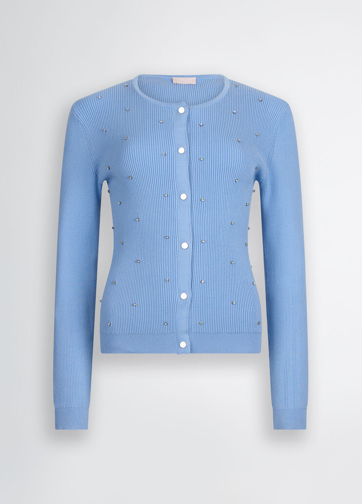 Cardigan with studs light blue Liu Jo - large image number 6 Cardigan with studs light blue Liu Jo - large image number 6