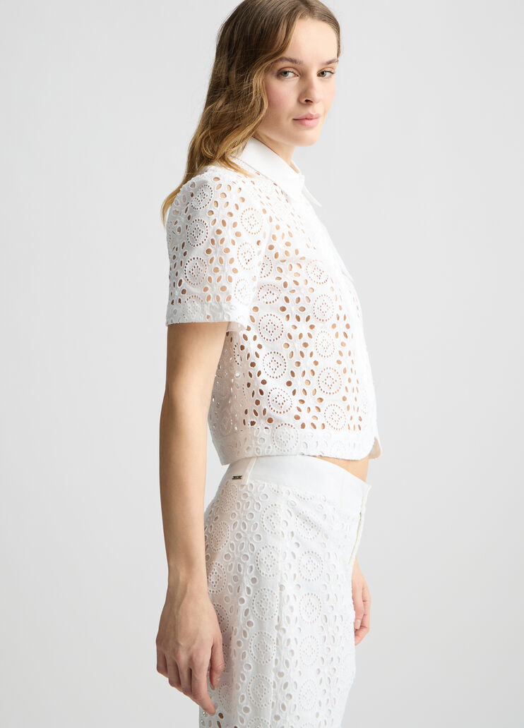 Cropped sangallo shirt white Liu Jo - large image number 3 Cropped sangallo shirt white Liu Jo - large image number 3