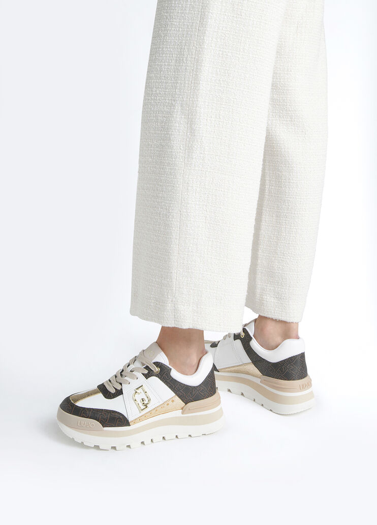 Plateau-Sneaker mit Monogramm-Details Farbe Braun | Liu Jo