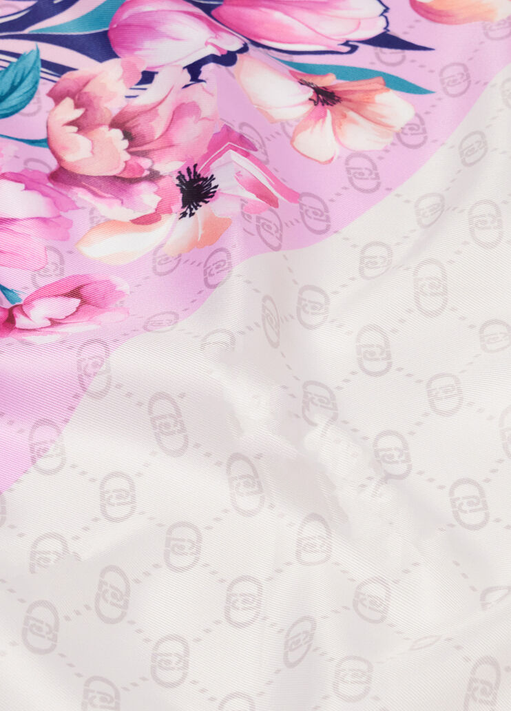 Pink foulard with floral corner pink Liu Jo - large image number 4 Pink foulard with floral corner pink Liu Jo - large image number 4