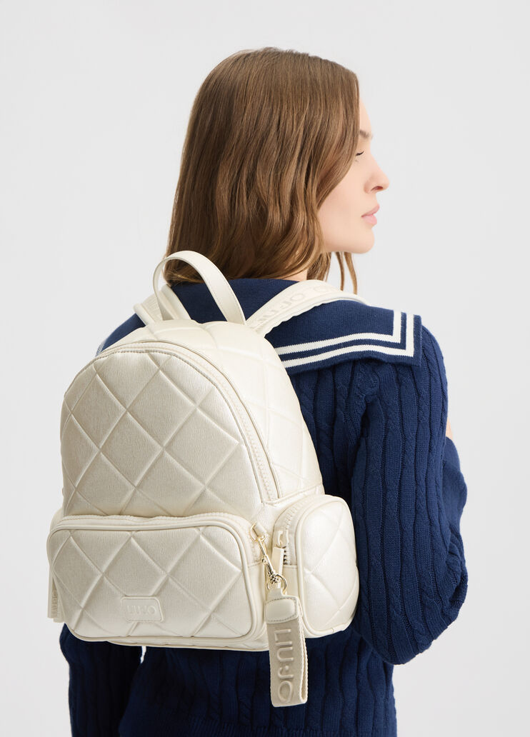 Quilted backpack light gold colour Liu Jo - medium Quilted backpack light gold colour Liu Jo - medium