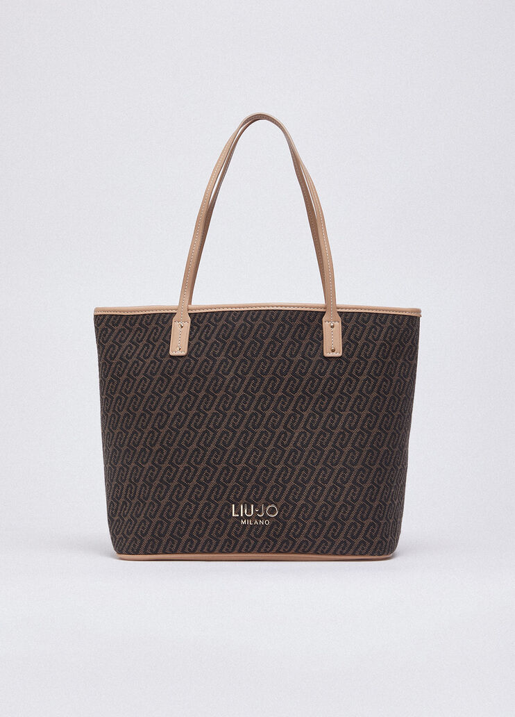 Bolso tote de tejido jacquard casta&ntilde;o oscuro Liu Jo - medium