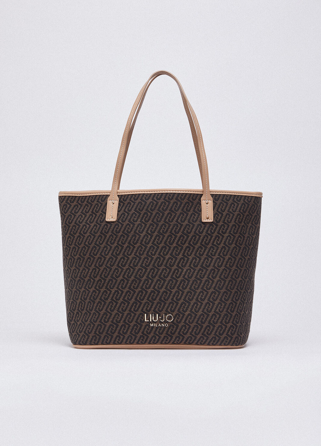 Sac fourre-tout en tissu jacquard marron fonc&eacute; Liu Jo - large image number 1