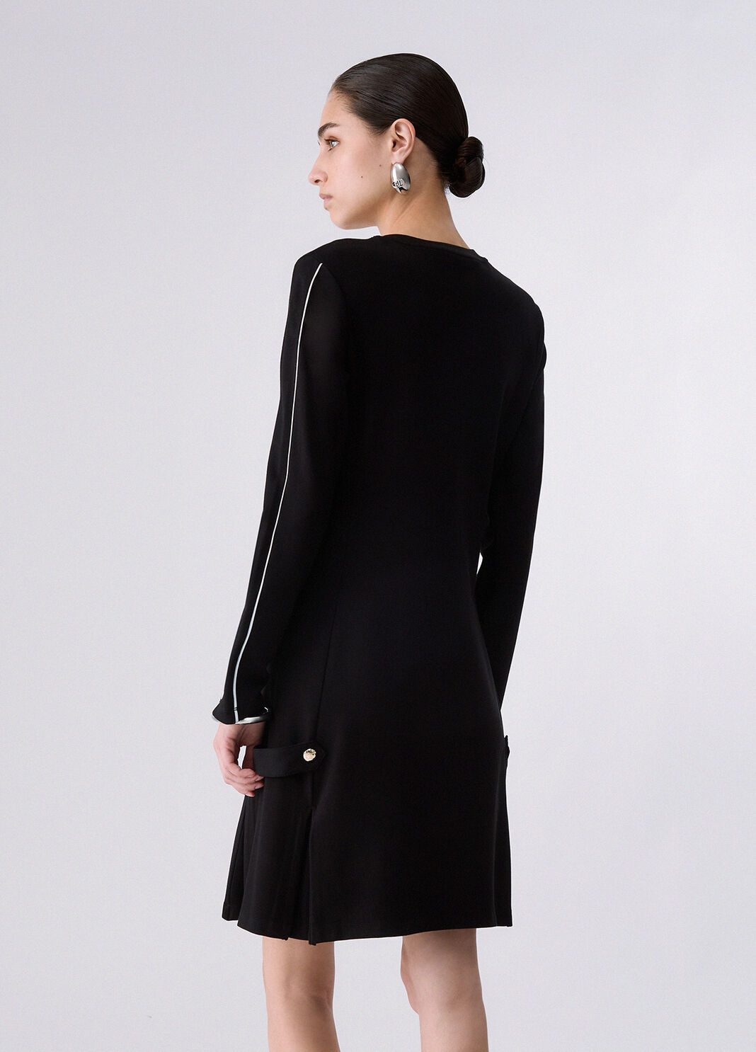 Robe courte en tissu Punto Milano noir Liu Jo - large image number 1
