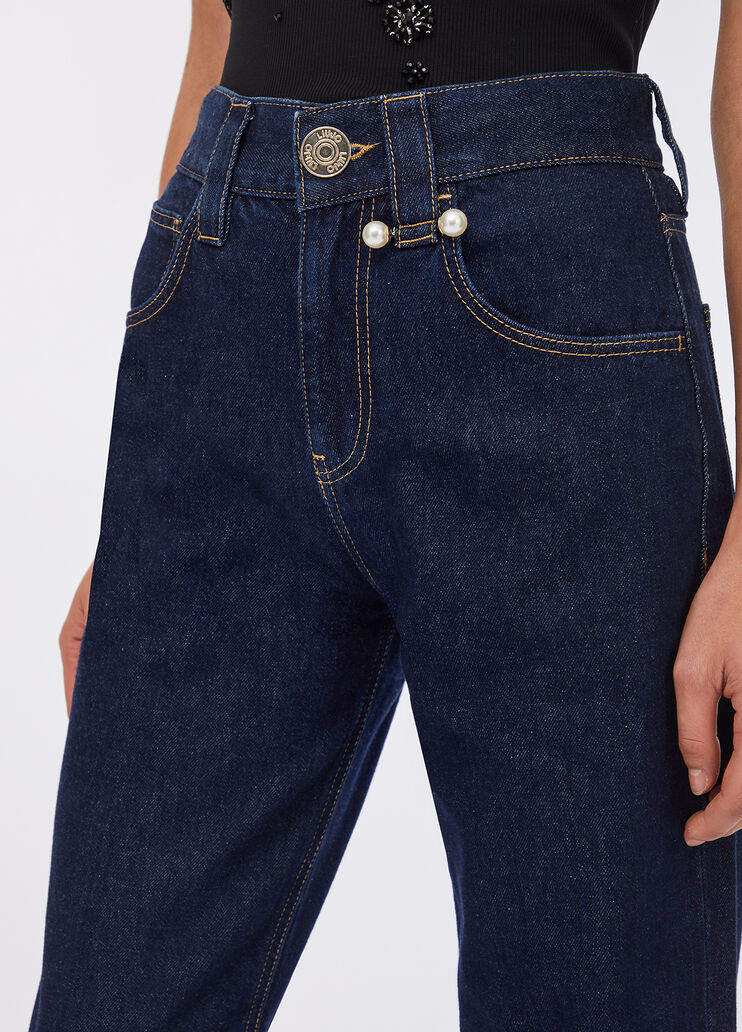 Straight jeans with jewelled beads dark blue denim Liu Jo - medium Straight jeans with jewelled beads dark blue denim Liu Jo - medium