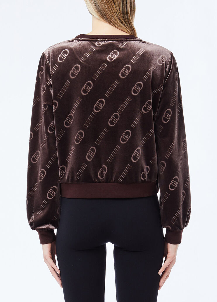 Chenille sweatshirt with logo chocolate Liu Jo - medium