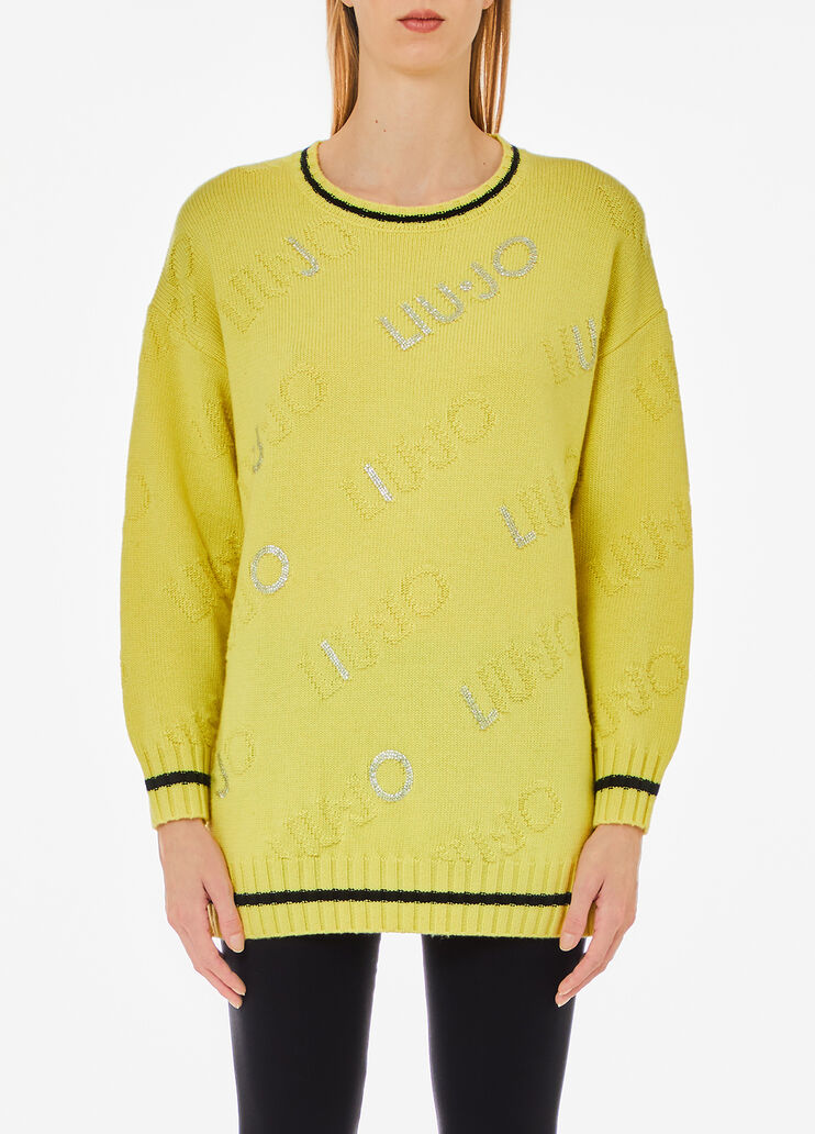 Pullover aus Wollgemisch mit Logo Gelb Liu Jo - medium
