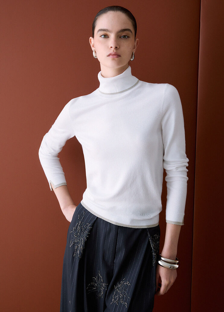 Водолазка с отделкой Lurex&reg; белая шерсть Liu Jo - medium