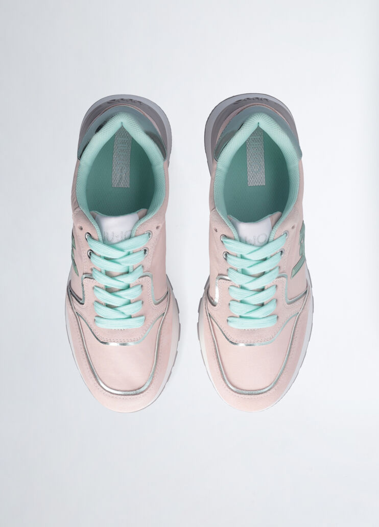 Platform sneakers in suede and nylon Pink/Light Blue Liu Jo - large image number 6 Platform sneakers in suede and nylon Pink/Light Blue Liu Jo - large image number 6