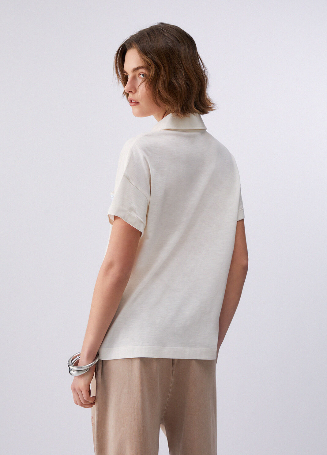 Poloshirt mit Strass Milchwei&szlig; Liu Jo - large image number 1