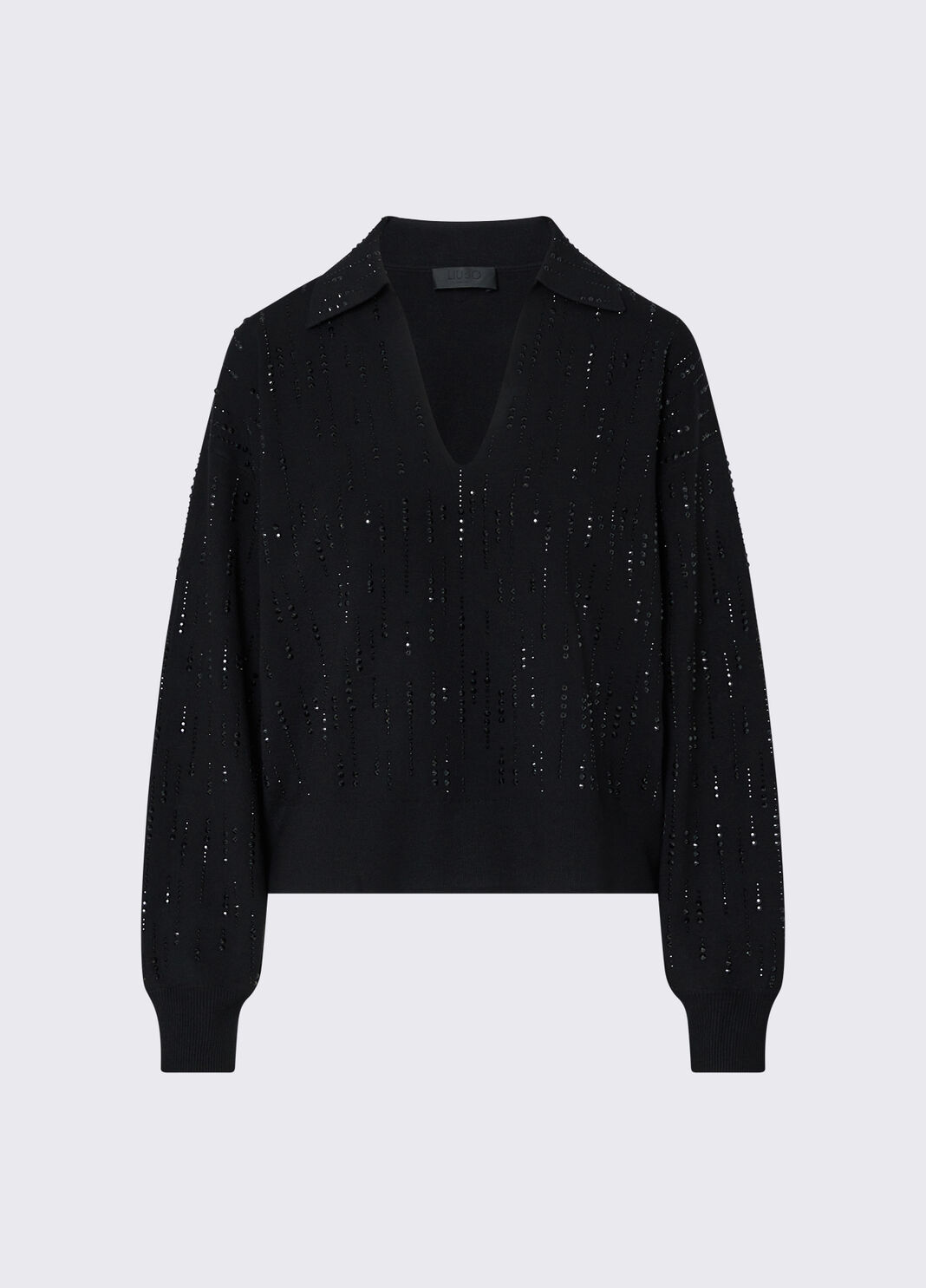 Sweater with jewel embroidery black/gemstones Liu Jo - large image number 6