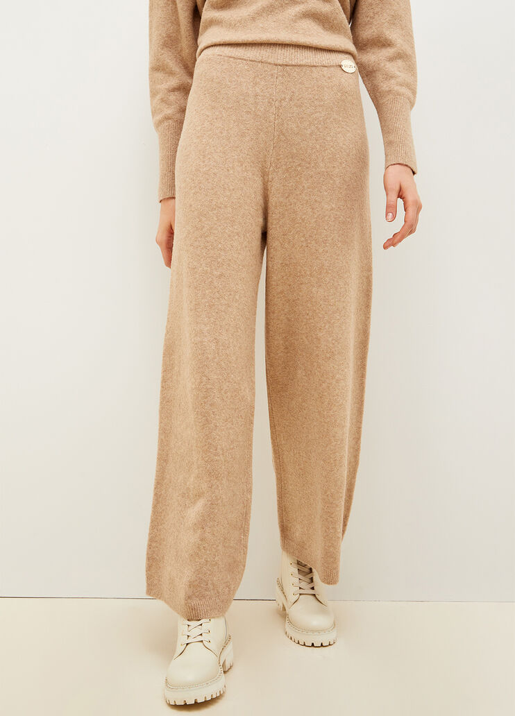 Knit palazzo trousers mocaccino Liu Jo - large image number 0 Knit palazzo trousers mocaccino Liu Jo - large image number 0