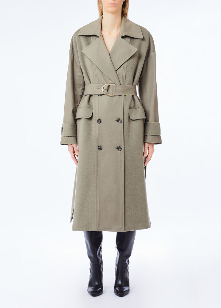 Zweireihiger Trenchcoat aus Wolle Spargel Liu Jo - medium