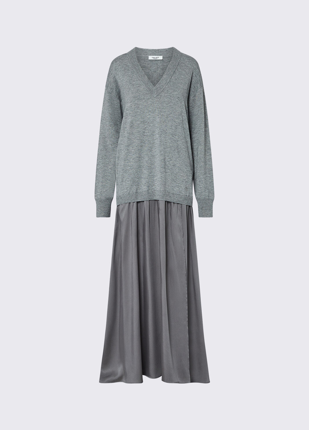 Long wool blend dress grey m&eacute;lange Liu Jo - large image number 6