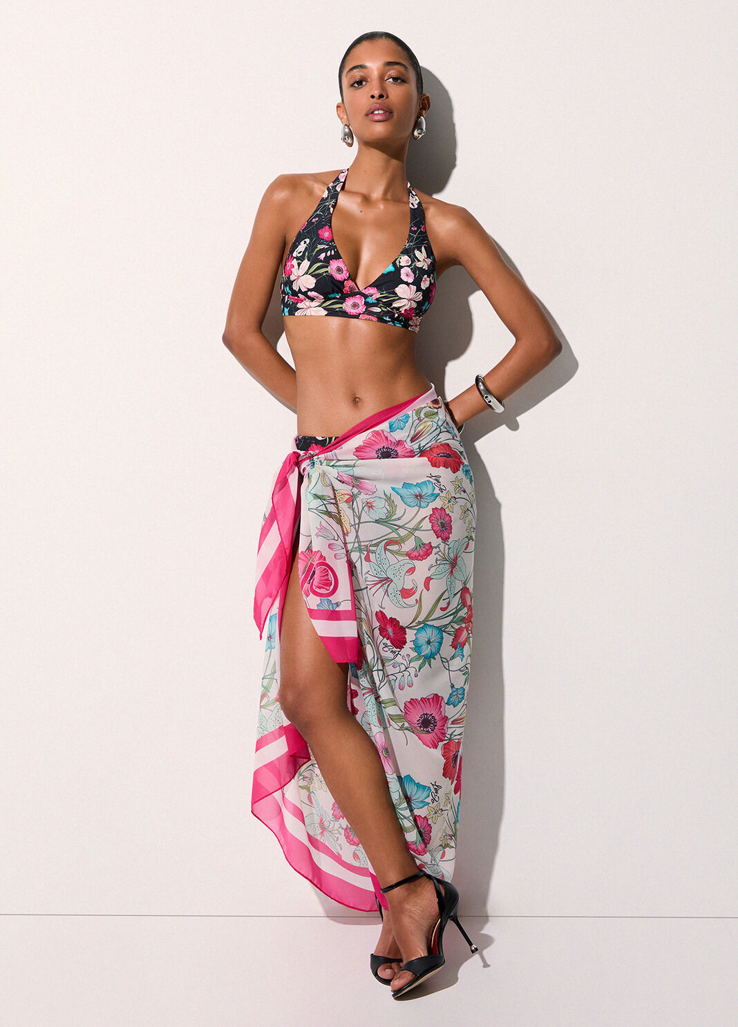 Printed chiffon sarong white with flowers Liu Jo - large image number 0