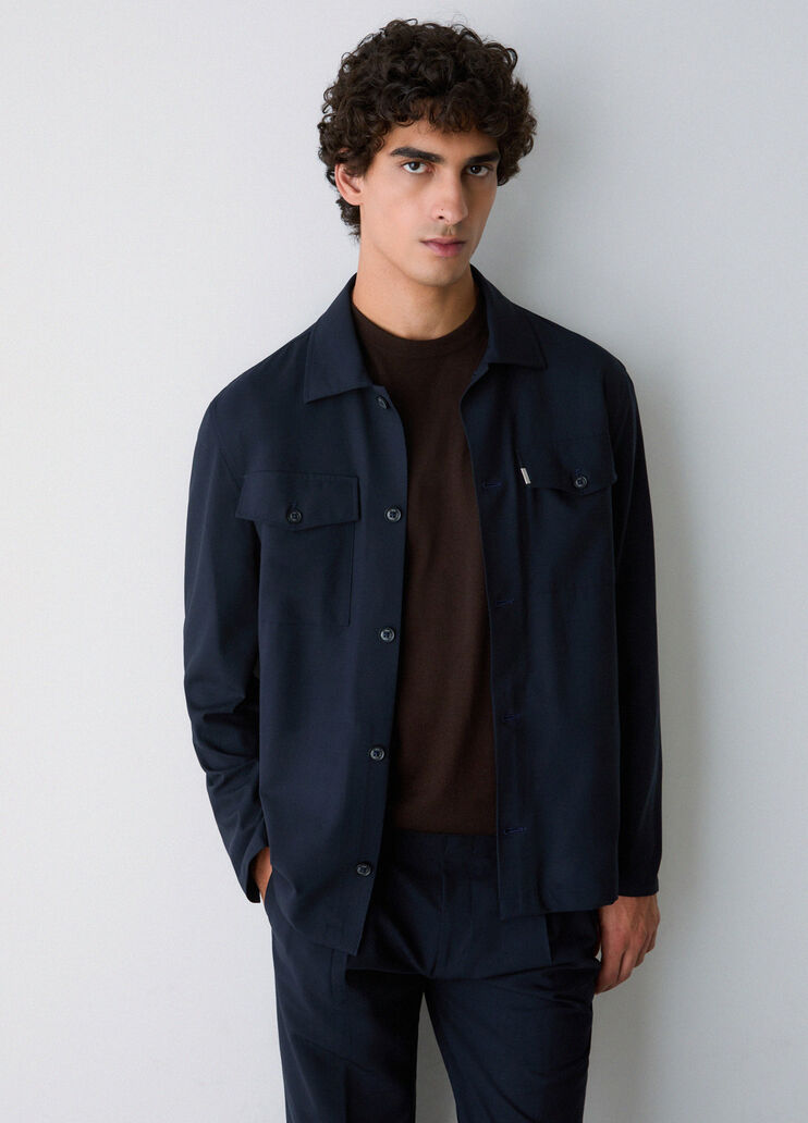Jacket overshirt in a wool blend dark blue Liu Jo - medium