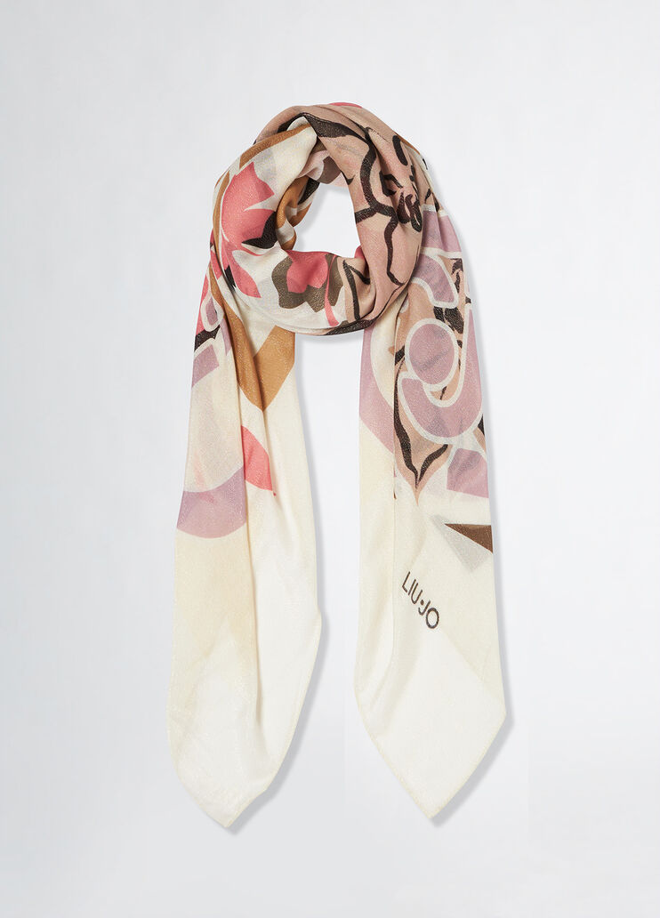 Lurex® foulard with floral print cream Liu Jo - medium Lurex® foulard with floral print cream Liu Jo - medium