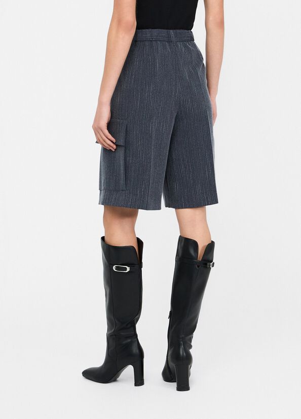 Pinstriped flannel Bermuda shorts blue pinstripe Liu Jo - large image number 1